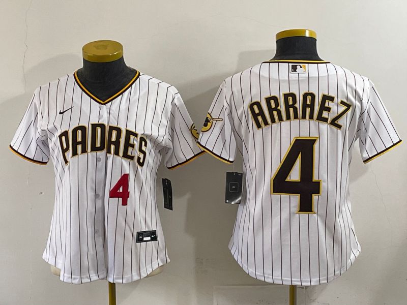 Youth 2025 San Diego Padres #4 Arraez White Stripe Game Nike MLB Jersey style 6